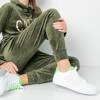 Women's white sneakers with green inserts Xandra - Footwear