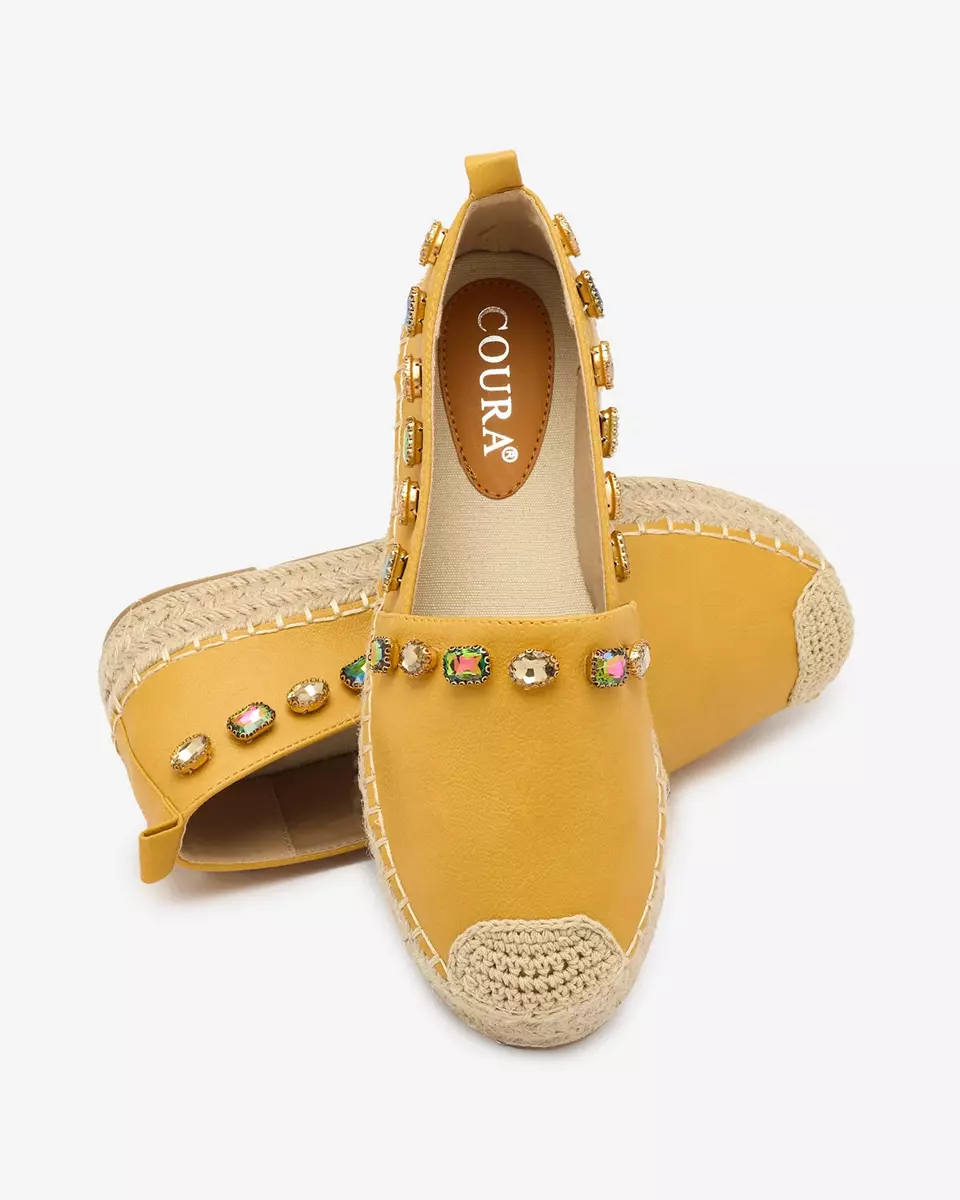Women's yellow espadrilles with crystals Ziennie - Footwear