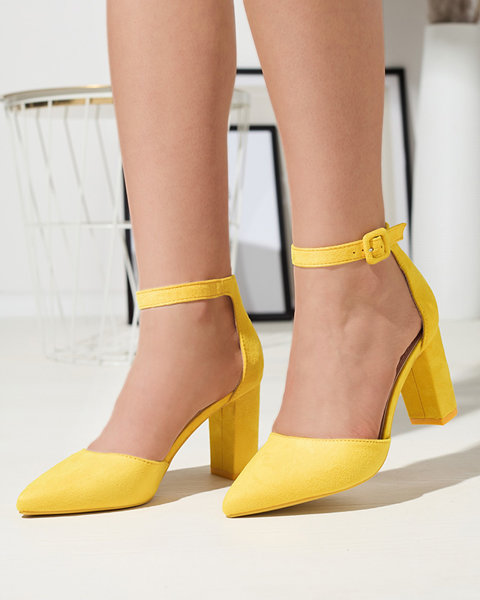 Yellow women's pumps on a post Reifini- Footwear