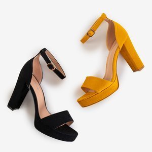 Yellow women's sandals on a higher post Korela - Footwear