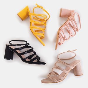 Yellow women's sandals on a round post Ziurina - Footwear